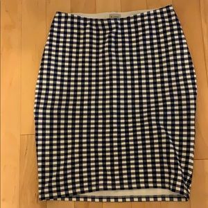 Navy gingham pencil skirt XS